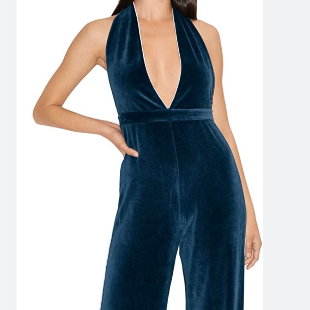 American Apparel Womens Stretch Velour Sleeveless Deep V Jumpsuit